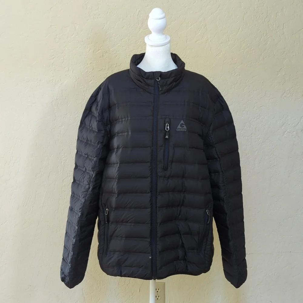 Gerry Men's Black Lightweight Packable Down Puffer Jacket Size XXL